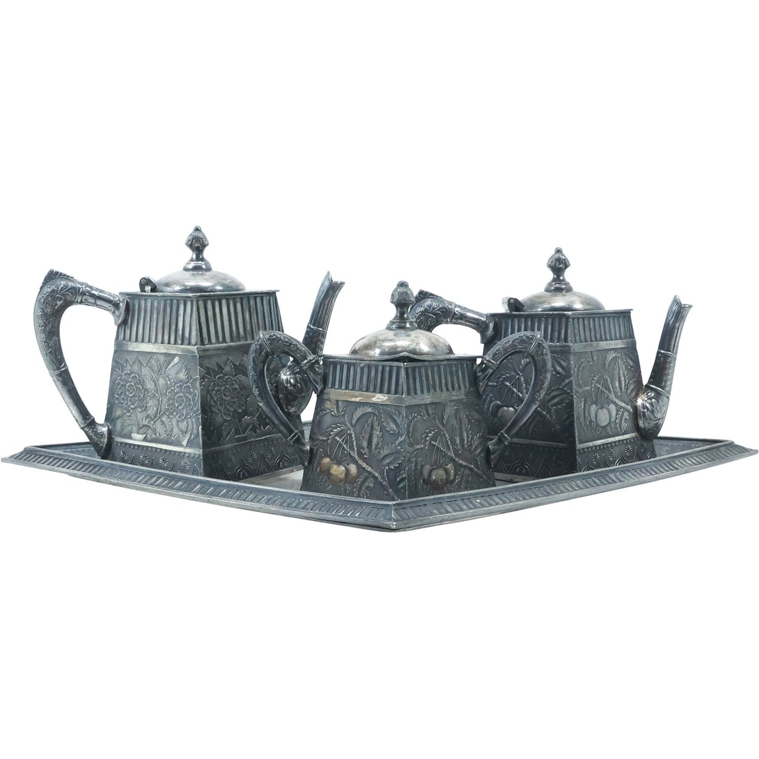 Rockford Silver Plate 4 Piece Aesthetic Movement Tea Set with Under Tray (1 of 20)