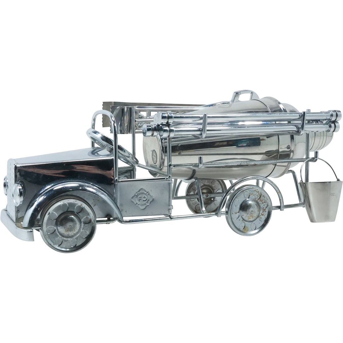 Godinger Chrome Fire Truck Thirst Extinguisher Bar Set All Complete 14 in. length (1 of 20)