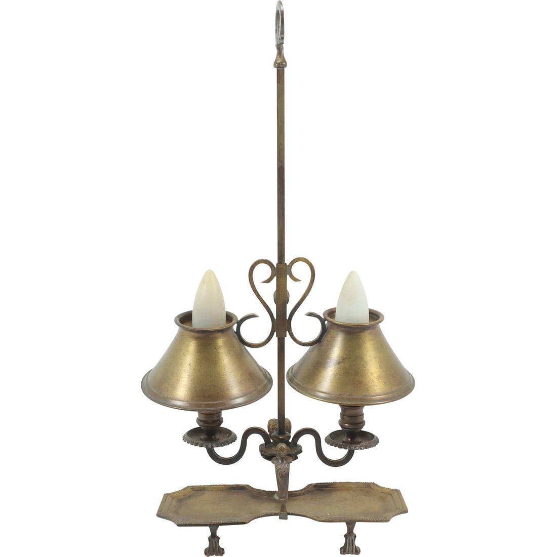 Frederick Cooper Lamps Chicago, Brass Double Light Student Lamp with Brass Shades (1 of 20)