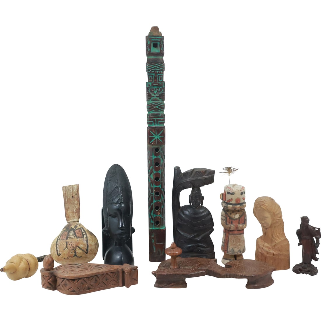 Estate Grouping 10 Assorted Native / Tribal Statues, Carvings, Figures, Box, Etc. (1 of 19)