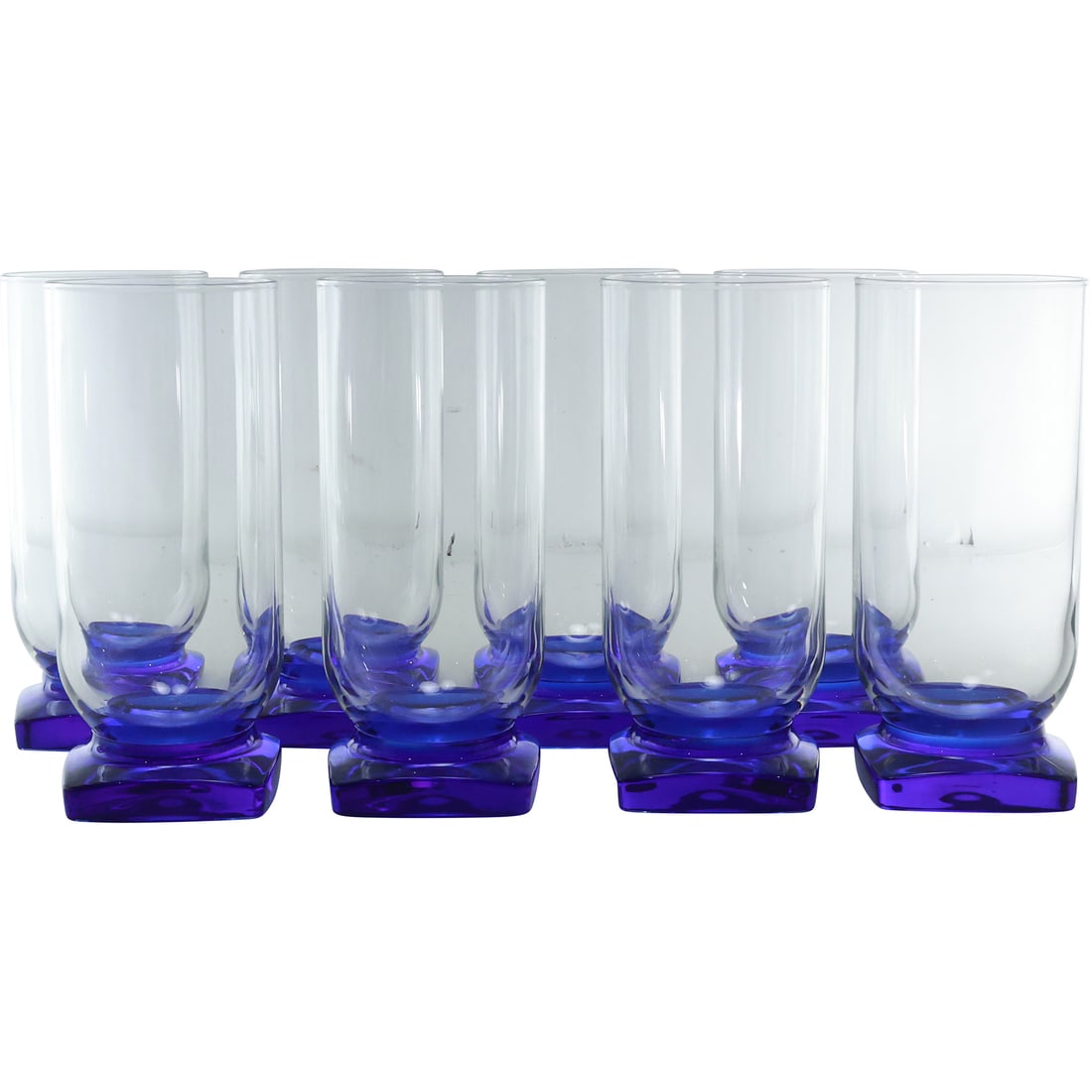 Set of 8 Bormioli Rocco Cobalt Blue Base Crystal Drinking Glasses - Barware (1 of 16)