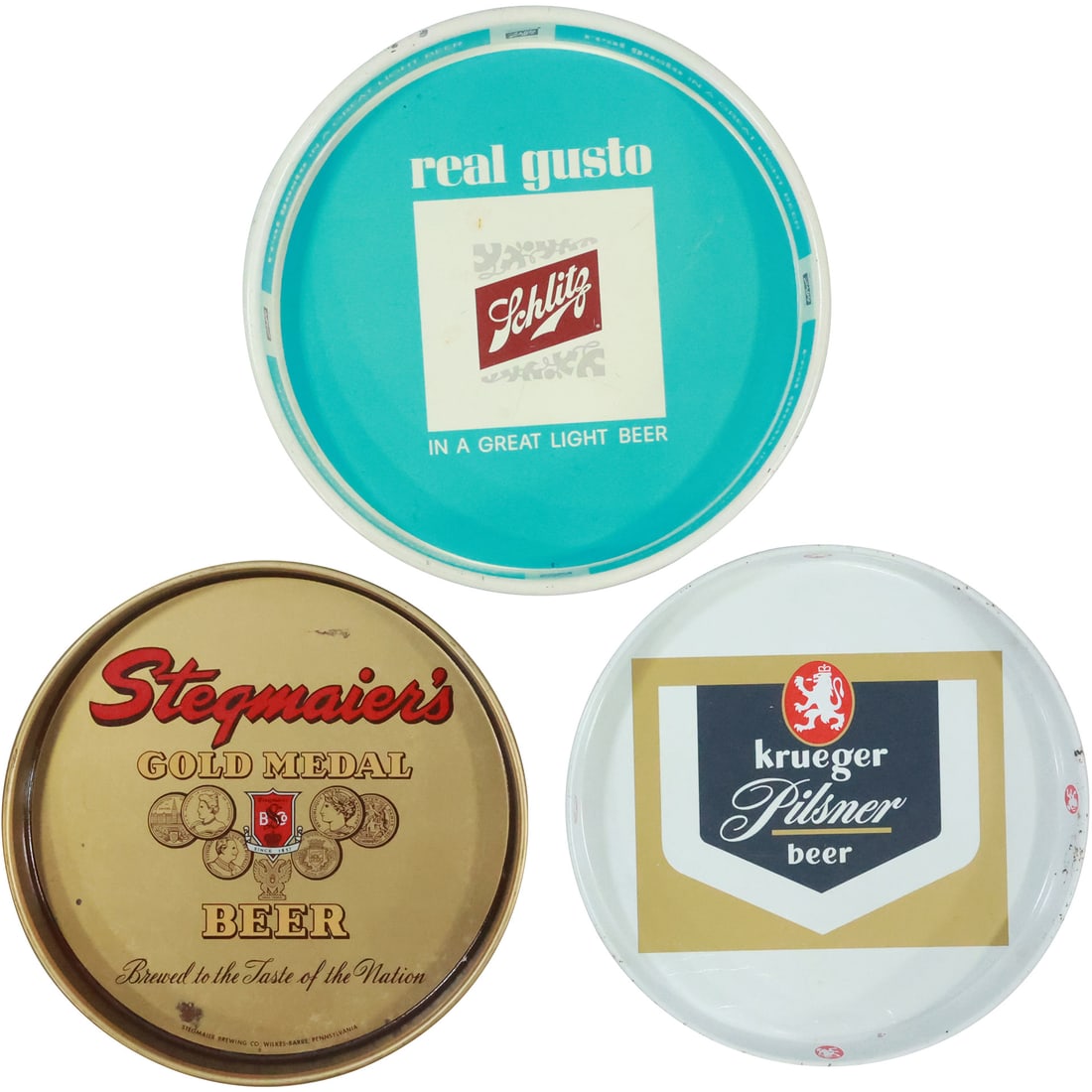 3 Assorted Vintage Tin Advertising Beer Trays: Stegmaier's, Schlitz, Krueger (1 of 20)