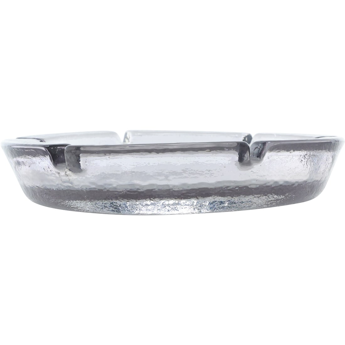 BLENKO "Ice" Thick Glass Mid-Century Modern Round Ashtray 9.5 in. diameter: BLENKO "Ice" Thick Glass Mid-Century Modern Round Ashtray 9.5 in. diameter. size: 1.75 in. x 9.5 in.
