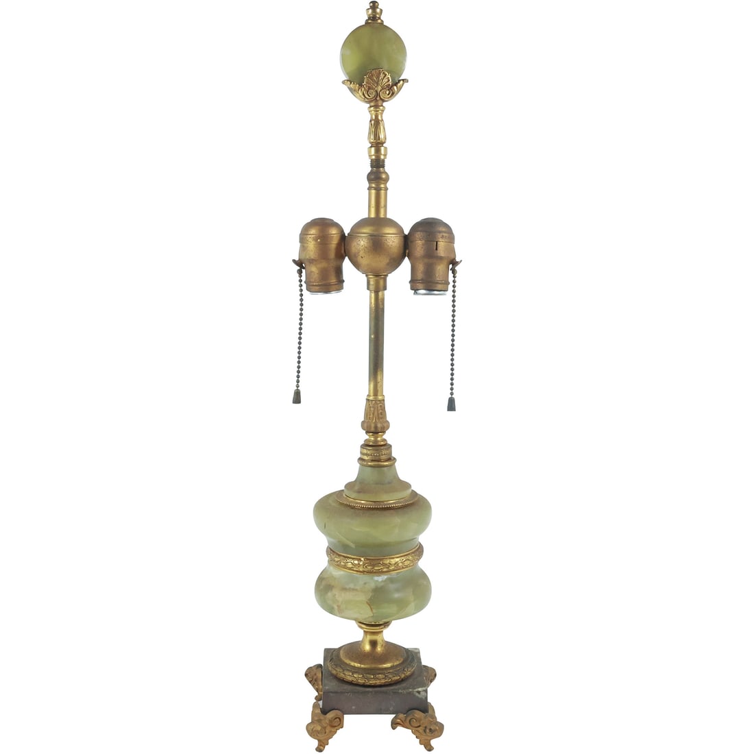 Circa 1920s Green Onyx and Bronze Stylish Table Lamp Base 24 in. overall height (1 of 20)