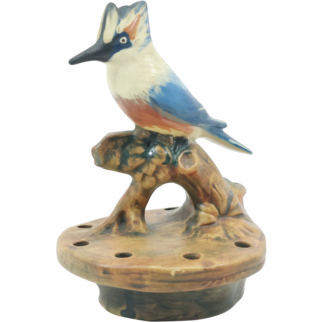 Weller Art Pottery Kingfisher Bird Figure Flower Frog 6.5 in. height x 4.5 in. wide (1 of 19)