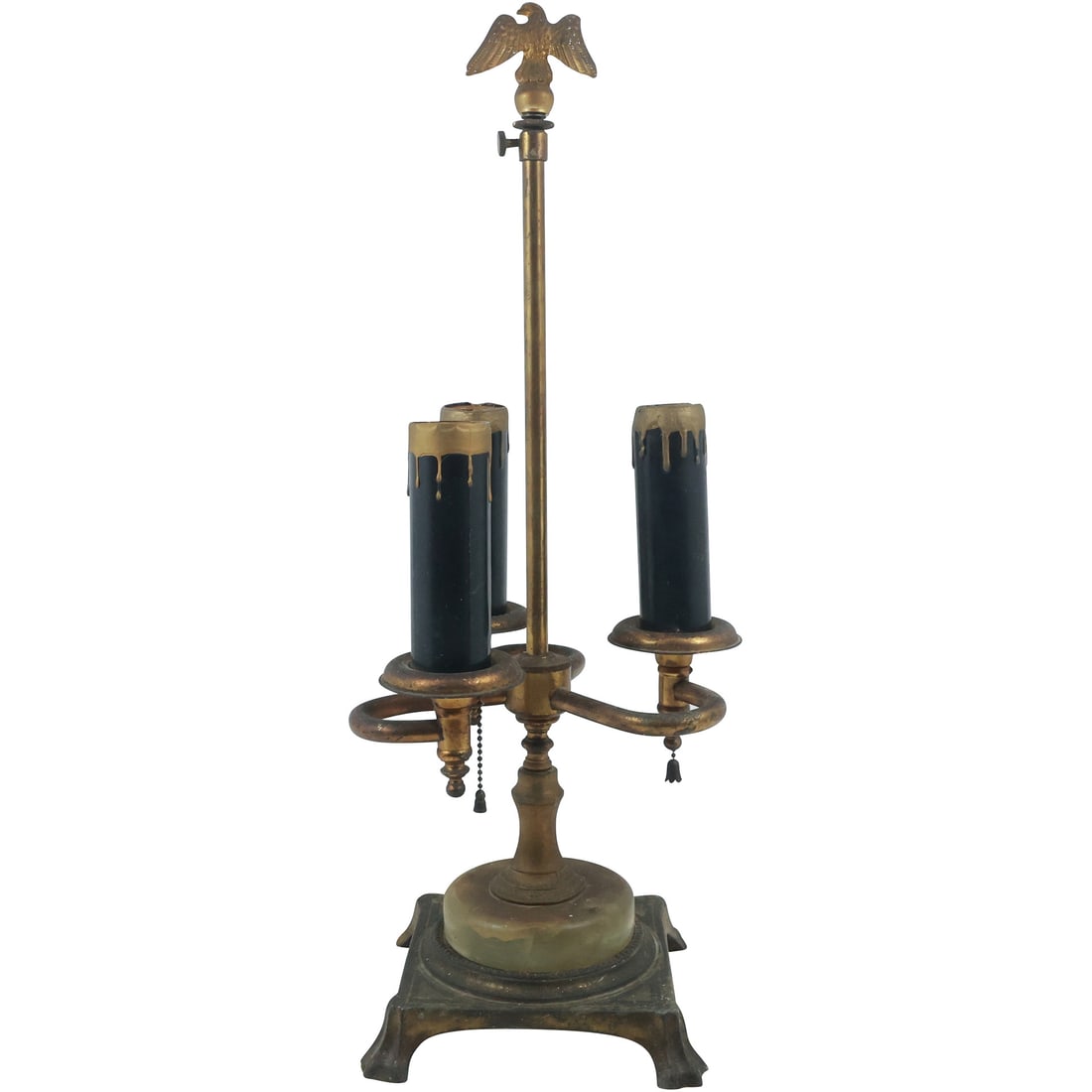 Vintage 3-Light Bouillotte Table Lamp with Onyx Base and Eagle Finial 18.25 in. height x 6 in. wide (1 of 20)