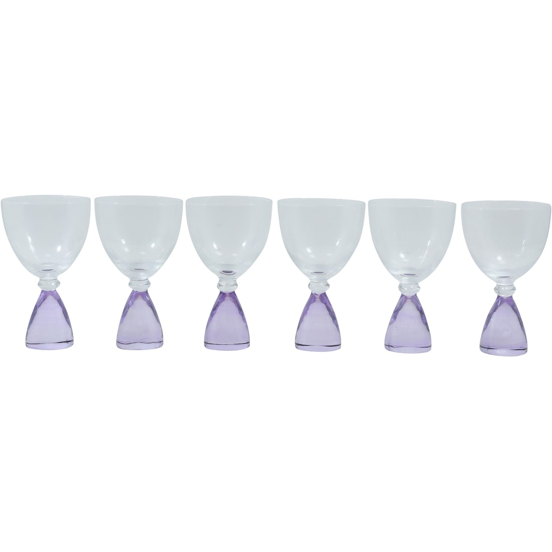 Set of 6 Crystal Glass Cocktail Glasses with Amethyst Weighted Bases - Barware (1 of 17)