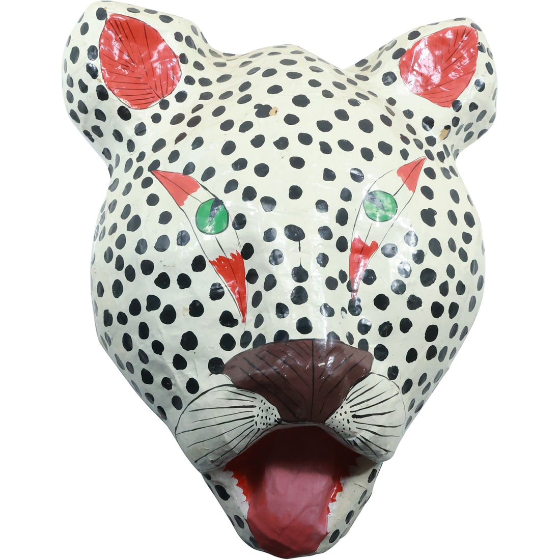 Paper Mache Spotted Leopard Mask Hand Painted 18 in. x 14 in. (1 of 17)