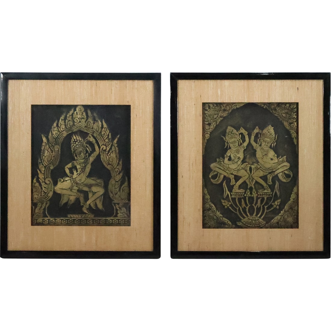 2 Oriental Hindu Stone Rubbings Artwork, Framed (1 of 20)