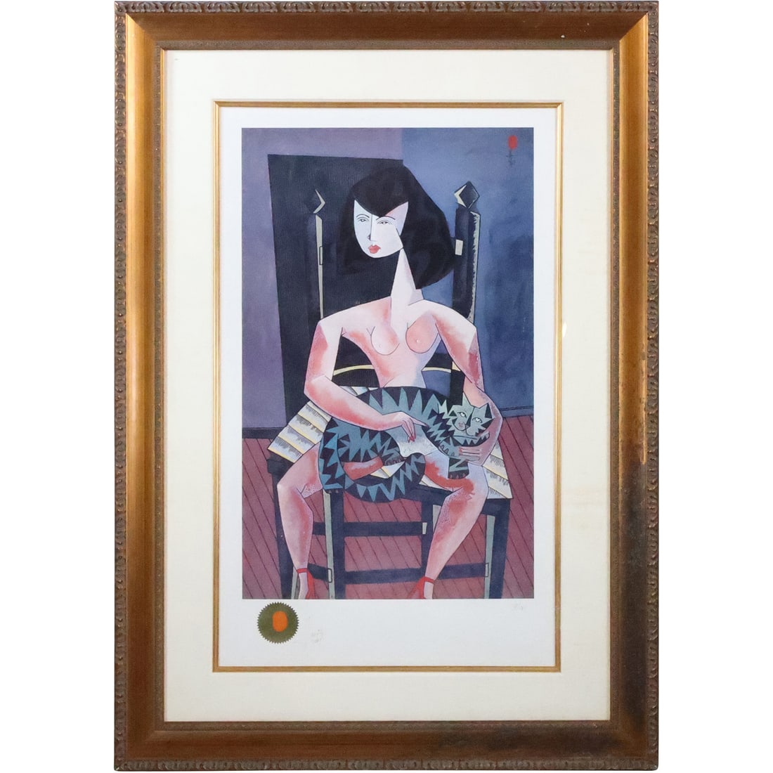 Jesus Fuertes, Lithograph, #138/250, Sentado Con Gato "Seated With Cat" (1 of 20)