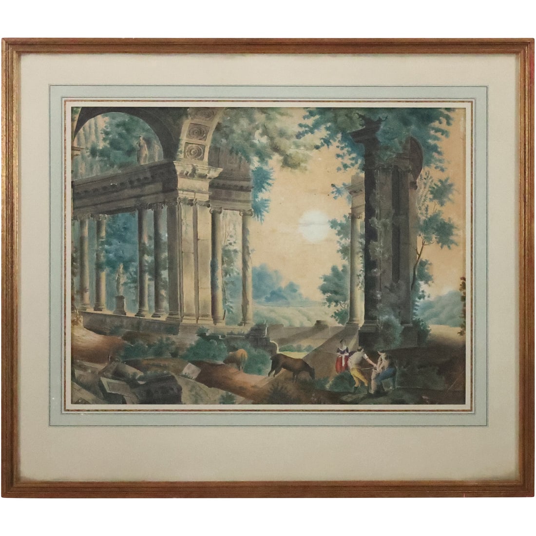 Manner of Jacob Philipp Hackert, Watercolor Painting Roman Ruins with Animals and Figures (1 of 20)