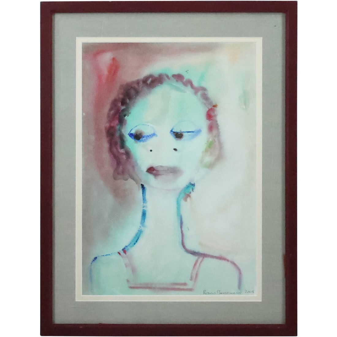Pedro Bergmann 2008, Portrait of a Woman Oil Painting with 2 Labels on Verso, Columbia: Pedro Bergmann 2008, Portrait of a Woman Oil Painting with 2 Labels on Verso, Columbia. size: 19 x 13 matte, 25.25 x 19.25 outside frame
