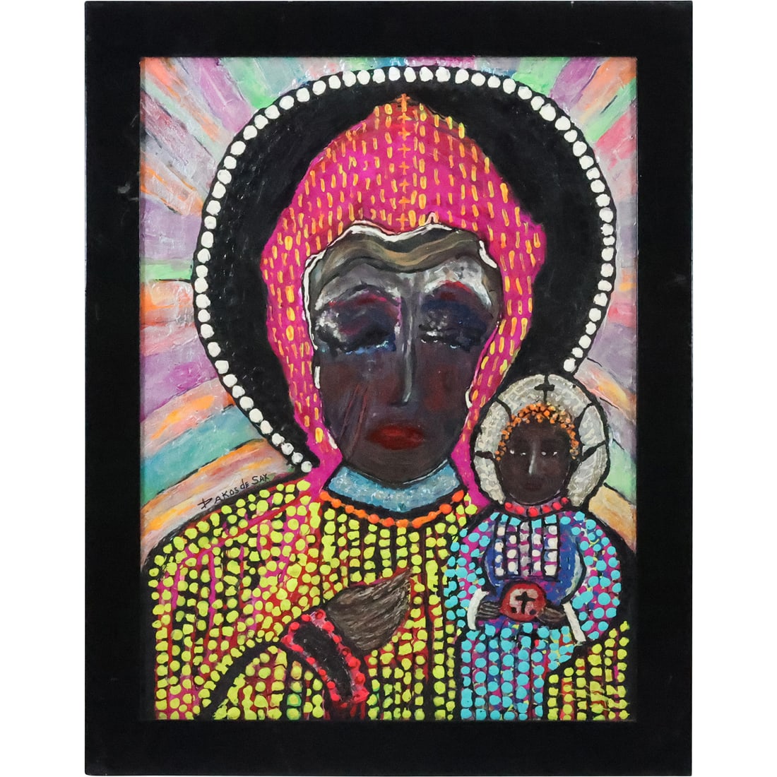 Dakos De Sax, aka Darlyne Sax 20th C. Florida, Abstract Portrait "Black Madonna", Signed (1 of 20)