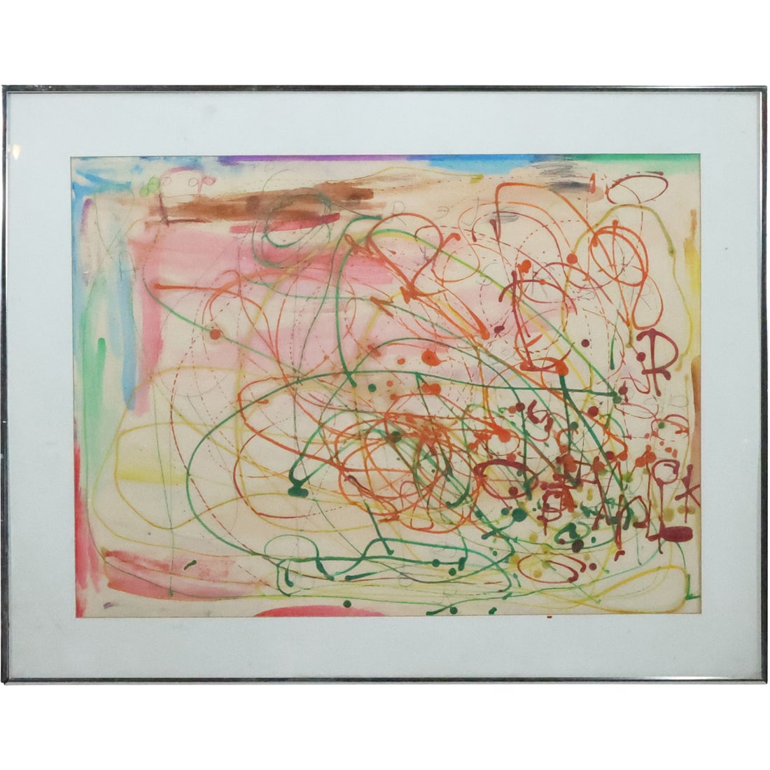 Michael Shoemaker, 20th C. Fine Abstract Drip Art, Framed, Label on Verso (1 of 20)