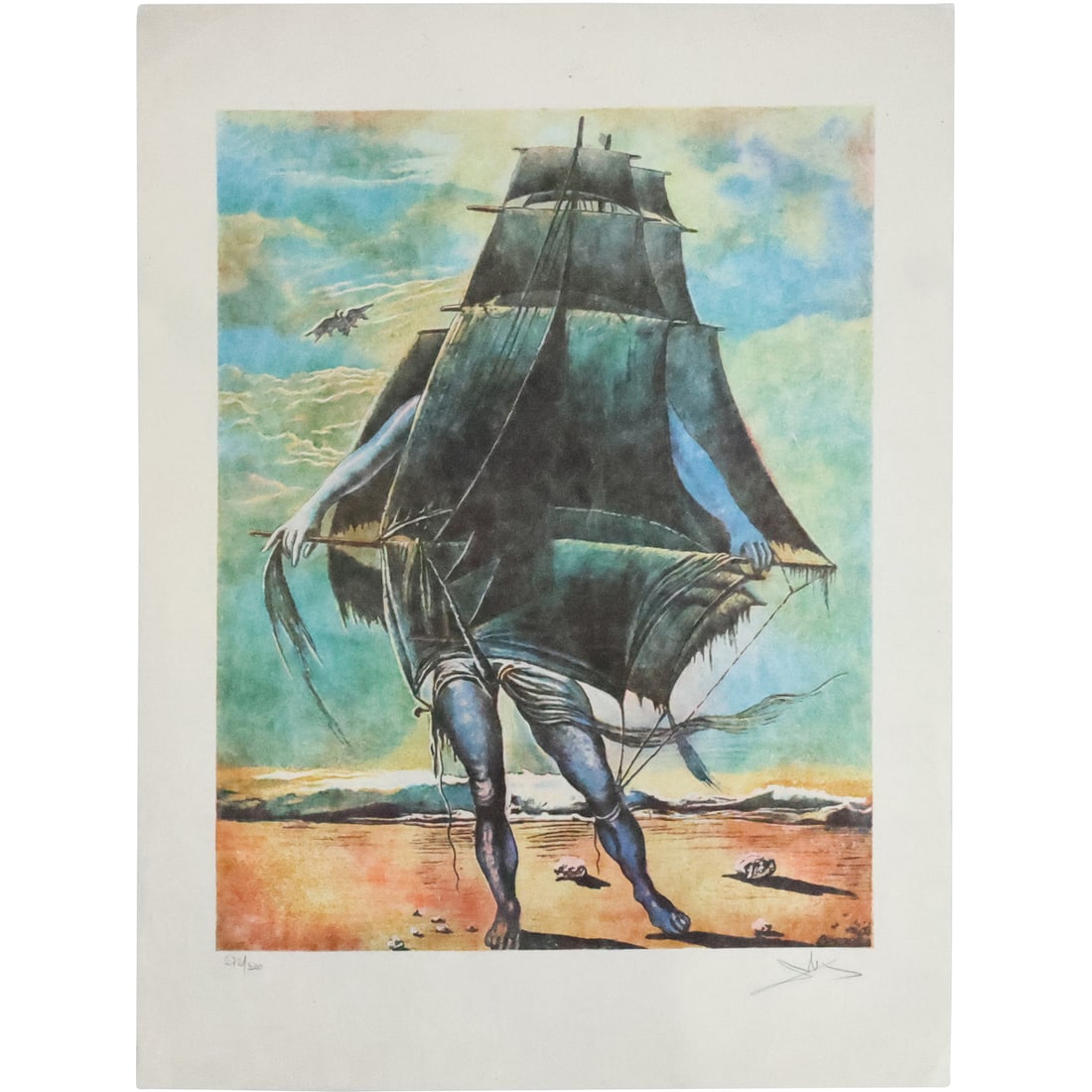 Salvador Dali, Color Surrealism Lithograph "The Ship" Signed and numbered 272/300 (1 of 20)
