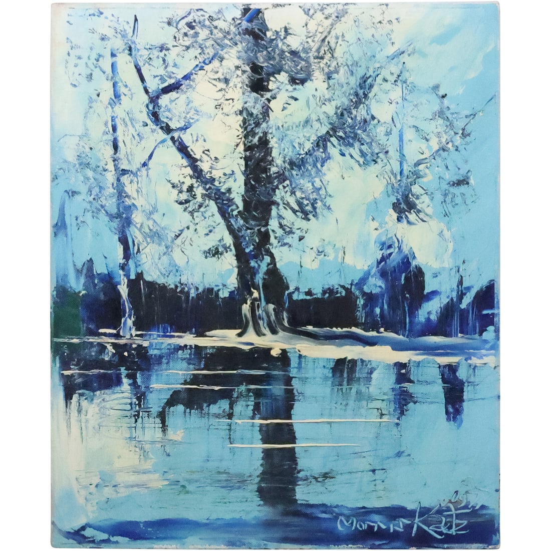 Morris Katz 1977, Jewish American, Acrylic Painting Lake Scene Landscape (1 of 20)