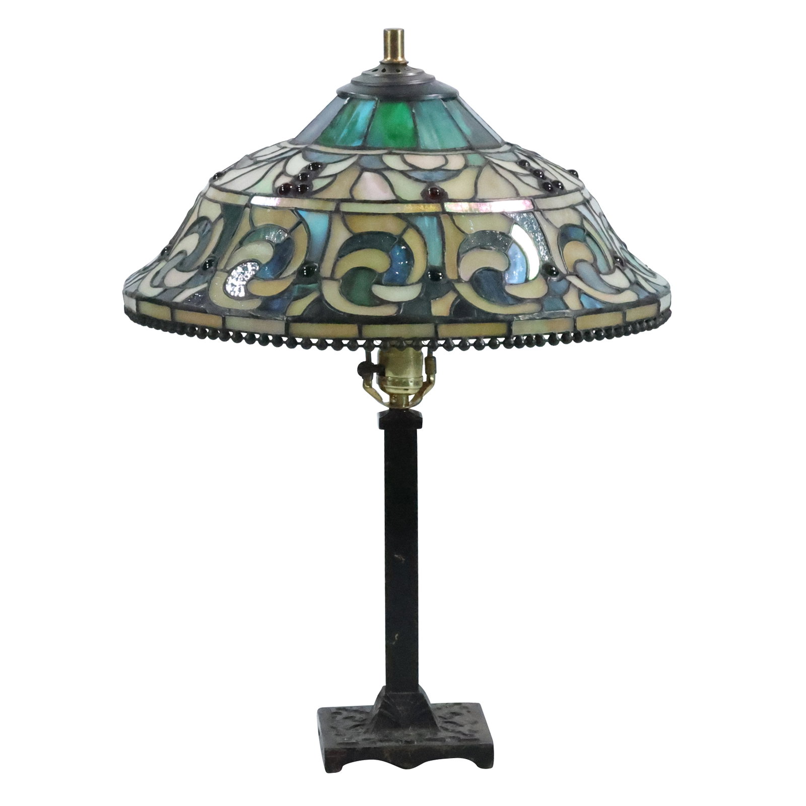 Decorative Leaded and Stain Glass Table Lamp 22 in. height, 16 in. diameter shade: Decorative Leaded and Stain Glass Table Lamp 22 in. height, 16 in. diameter shade. size: 22 x 16 w/ shade and base
