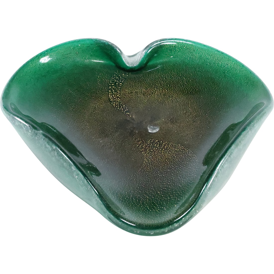 Murano Green Art Glass "Heart" Shaped Bowl 8.75 in. x 8.5 in. diameter (1 of 17)