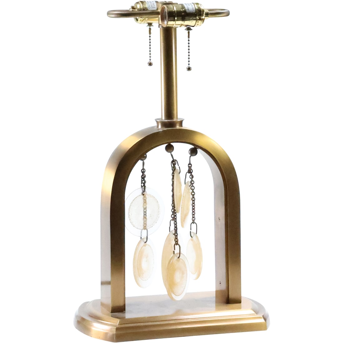 Laura Kirar for Baker Syro Table Lamp, Brushed Brass with Hanging Art Glass Sculptured Discs (1 of 20)