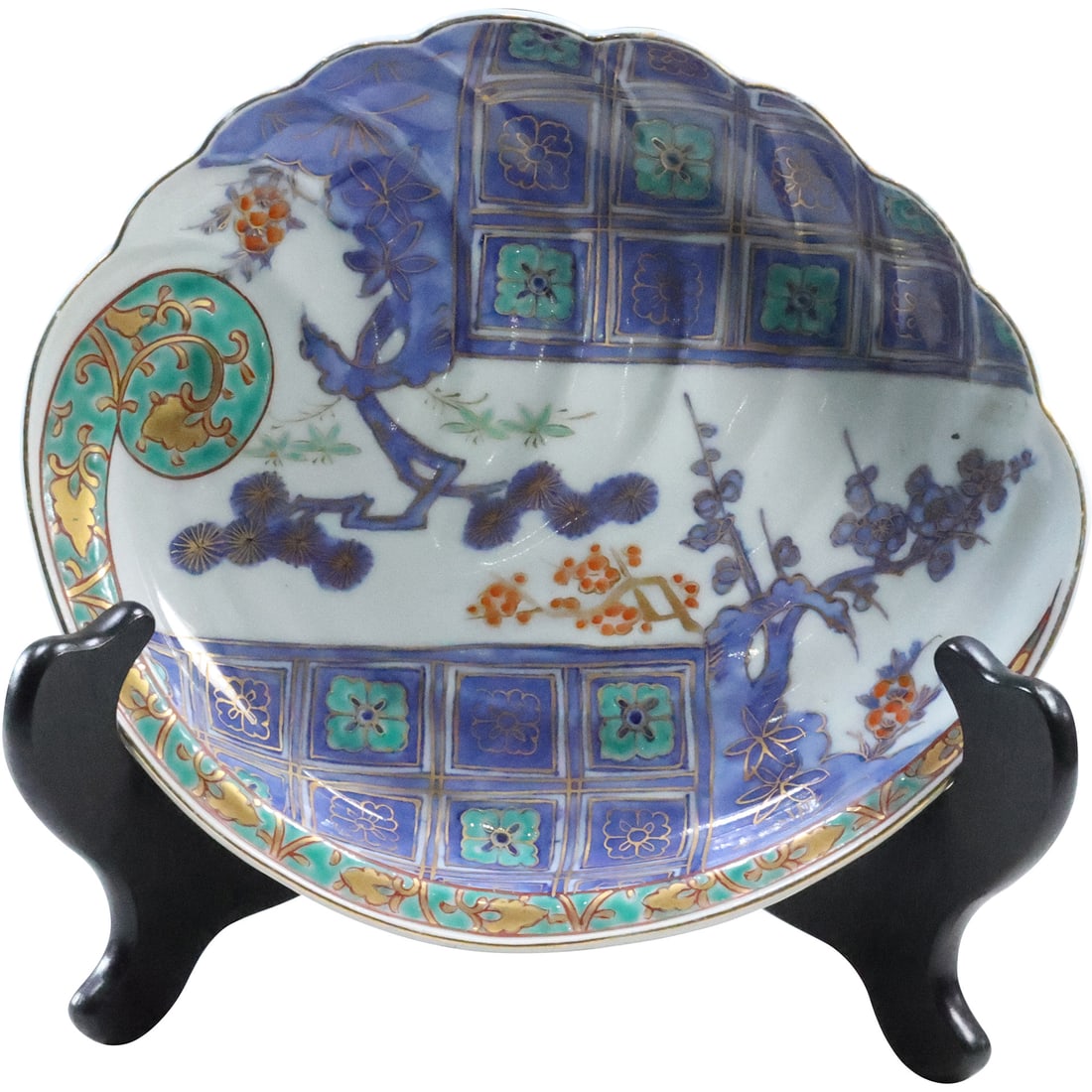 Japanese Meiji Period Imari Porcelain Awabi Form Dish Plate 9.25 in. x 8 in.: Japanese Meiji Period Imari Porcelain Awabi Form Dish Plate 9.25 in. x 8 in. size: 1.75 x 9.25 x 8 - hair line