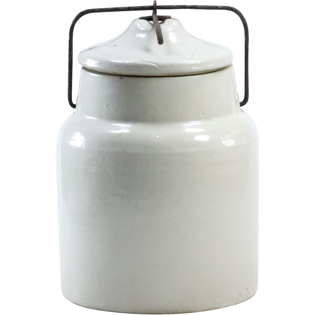 Vintage White Stoneware Covered Preserve Jar with Bail Closure 8 in. height x 5.25 in. wide: Vintage White Stoneware Covered Preserve Jar with Bail Closure 8 in. height x 5.25 in. wide. size: 8 x 5.25