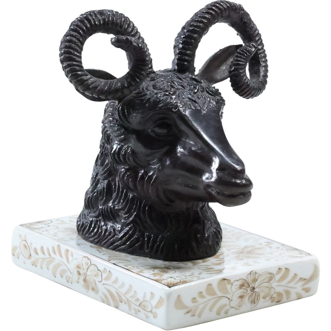 Maitland Smith Bronze Ram Head Paperweight  / Accent Sculpture 6.5 in. x 6 in. x 4 in. (1 of 20)