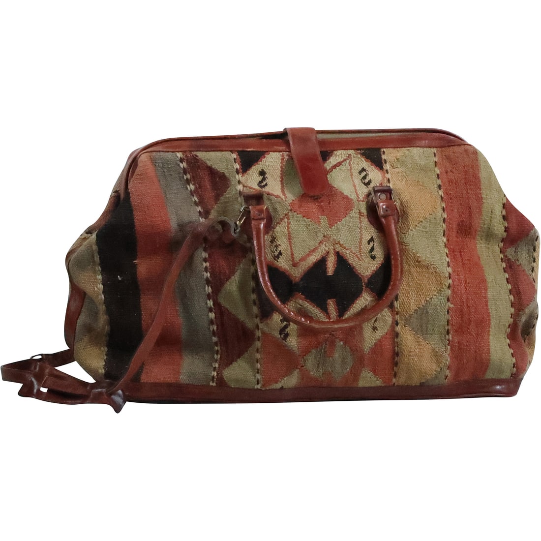 Vintage KILIM Satchel Carrying Bag 15 in. x 26.5 in. x 7.5 in.: Vintage KILIM Satchel Carrying Bag 15 in. x 26.5 in. x 7.5 in. size: 15 x 26.5 x 7.5