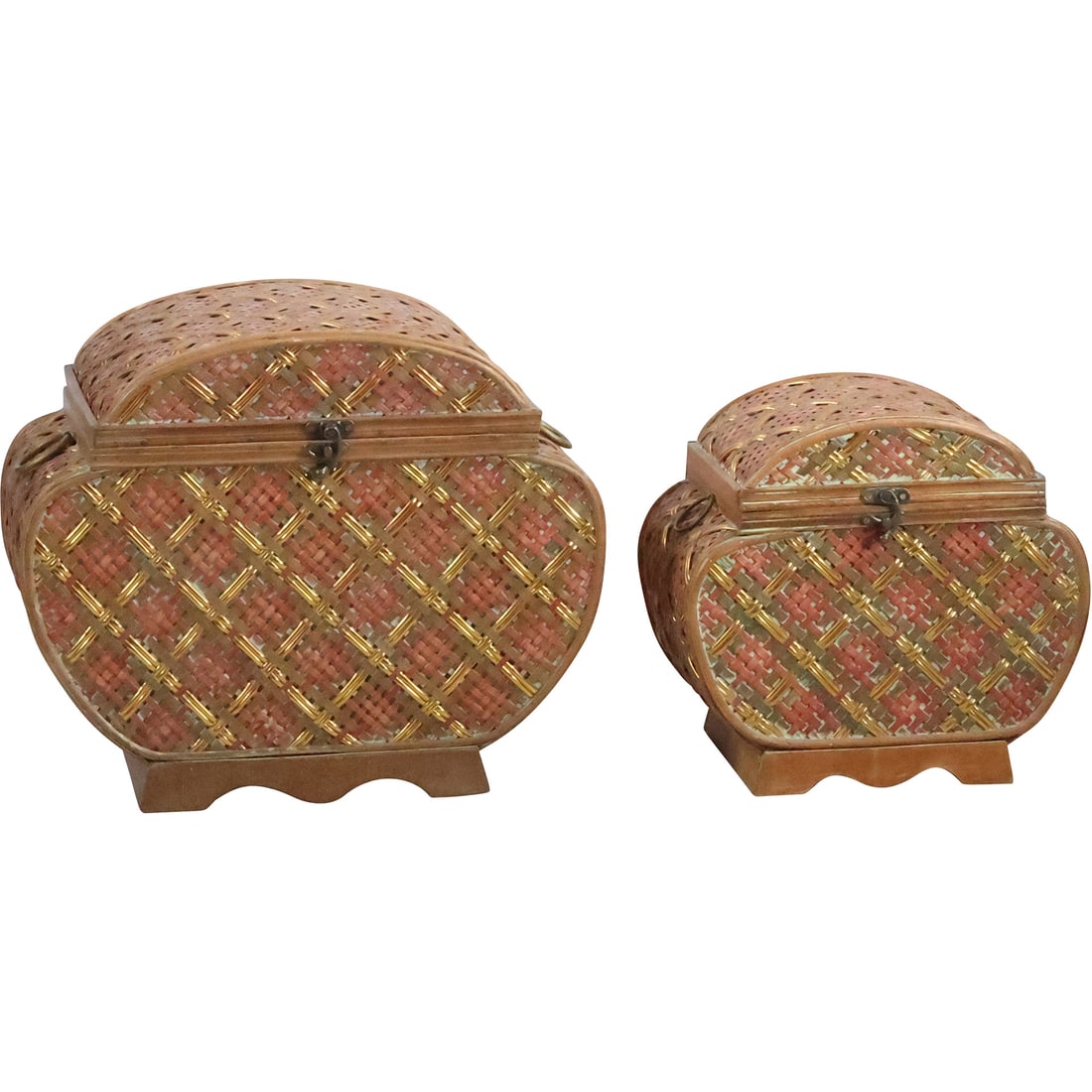 Pair of Hollywood Regency Hand Woven Wicker Baskets (1 of 20)