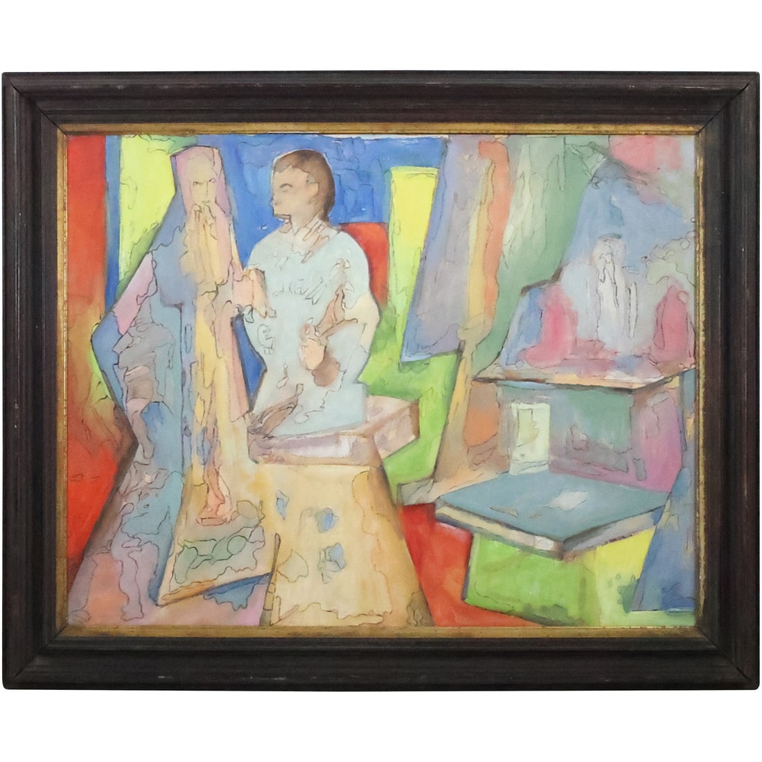Michael Heinrich, Woodstock NY, Oil Painting on Board Colorful Figures in Studio, Framed (1 of 20)
