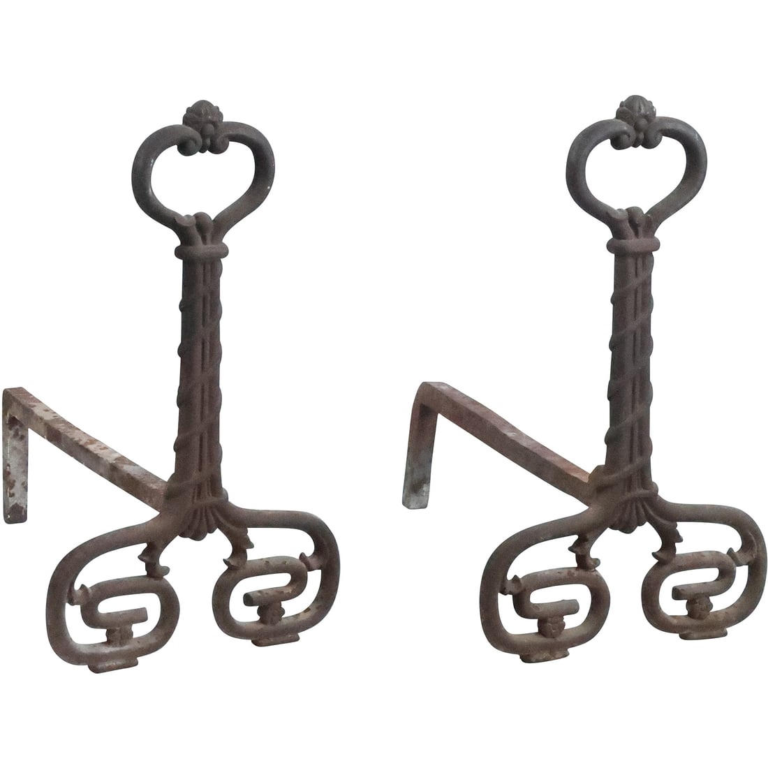 Antique 19th C. Cast Iron Georgian Style Fireplace Andirons (1 of 18)