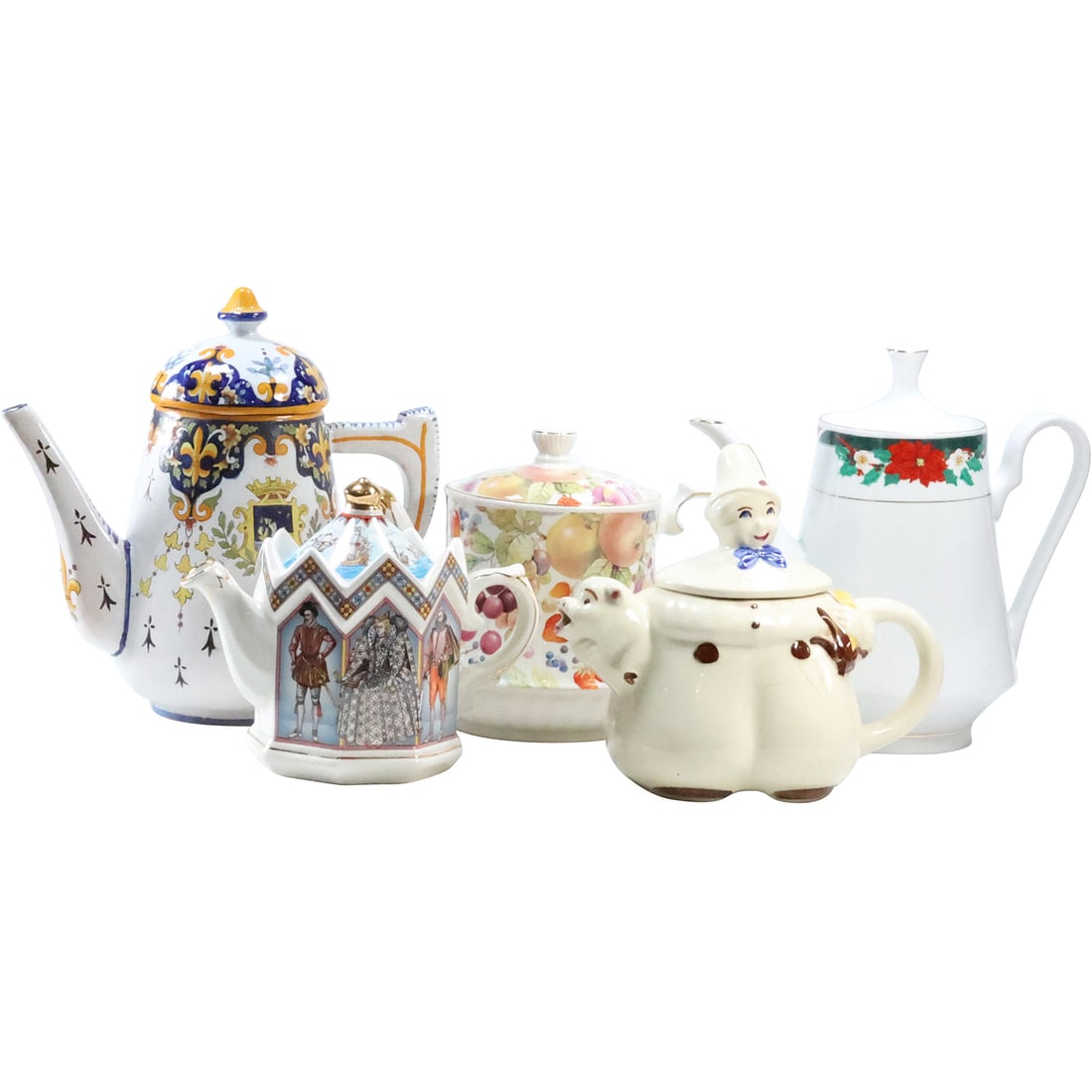 Estate Grouping 5 Assorted Ceramic Tea Pots including Whimsical (1 of 20)
