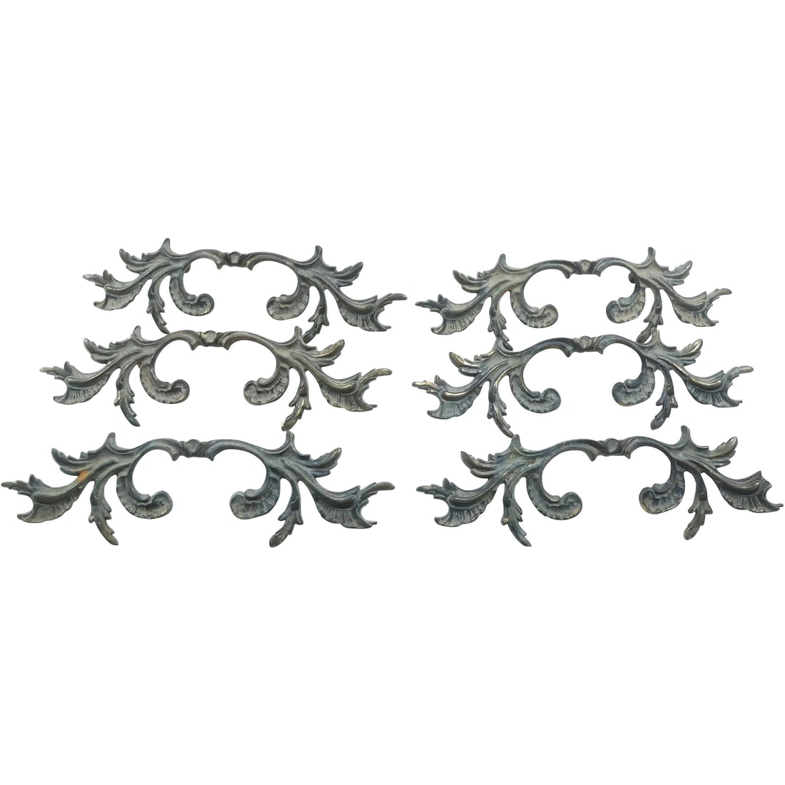 Set of 6 Brass French Door Handles Hardware - Original Patina (1 of 20)