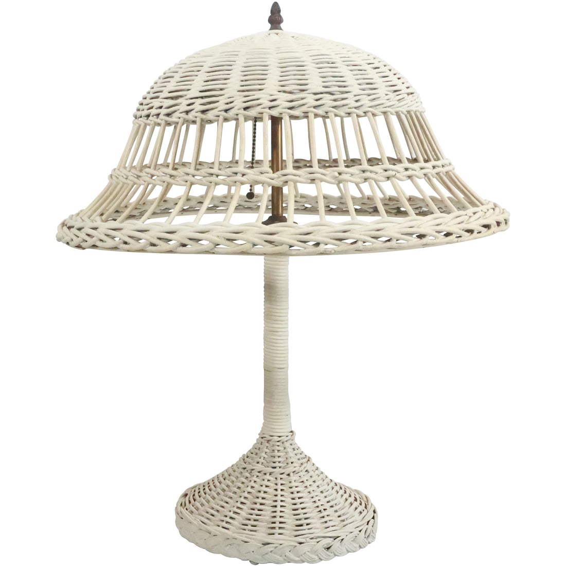 Vintage circa 1920s Wicker Table Lamp with Original Wicker Shade 23 in. height x 20 in. diameter (1 of 20)