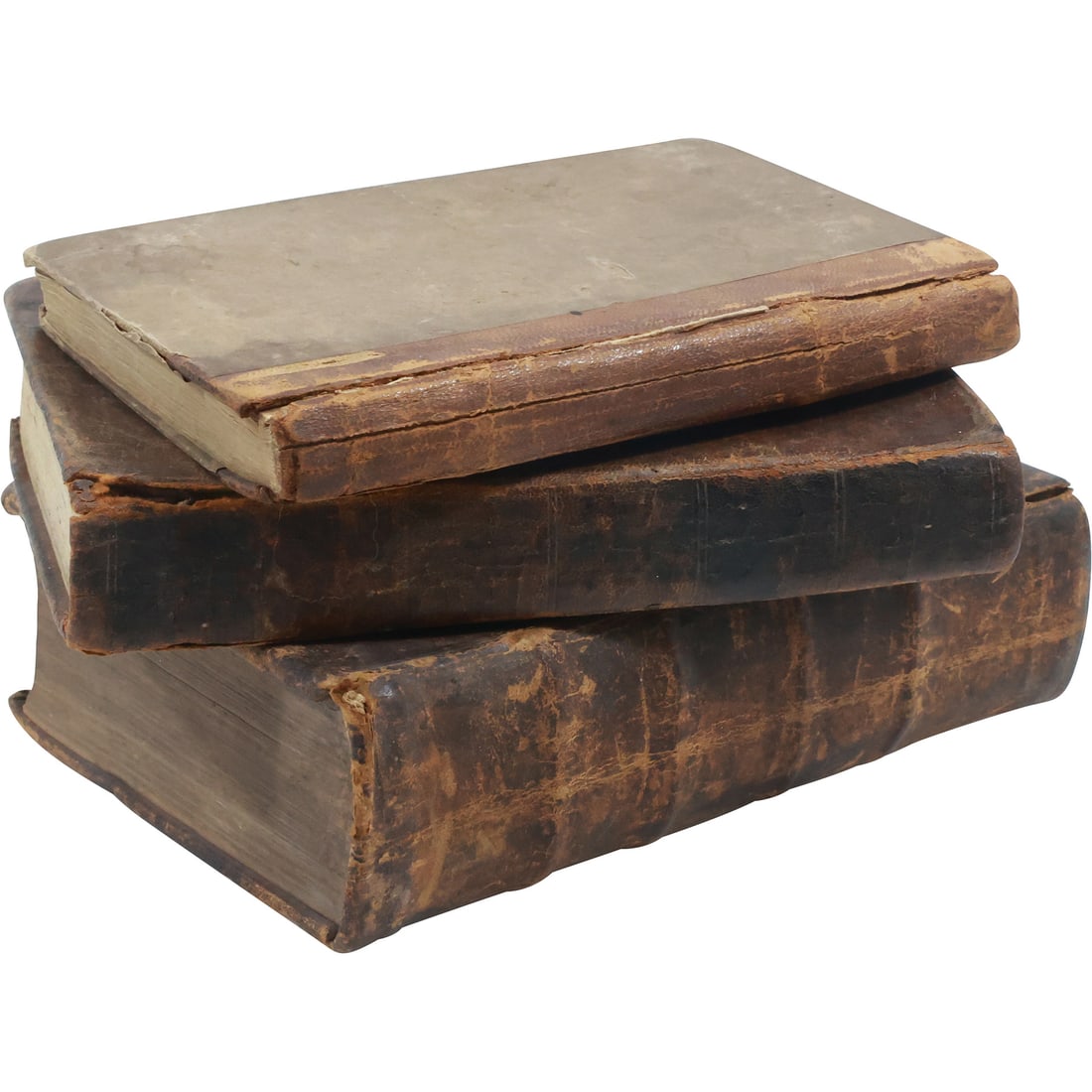 3 Assorted Early 19th C. Leather Bound Books: American Preceptor 1820; Religion 1744,German Bible (1 of 20)