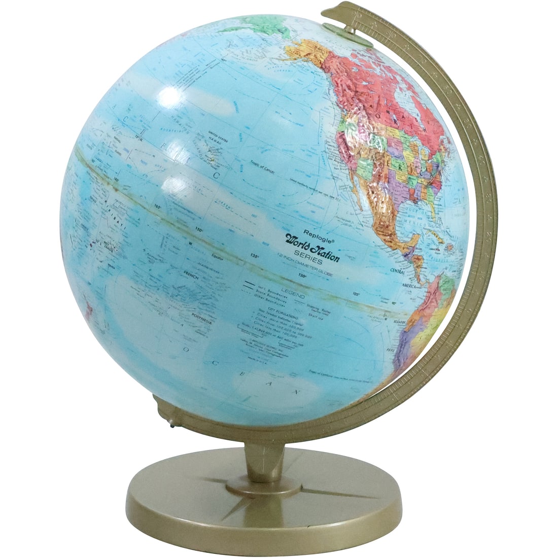 Vintage Desk Top World Globe on Axis Base: Replogle "World Nation" 12 inch (1 of 20)
