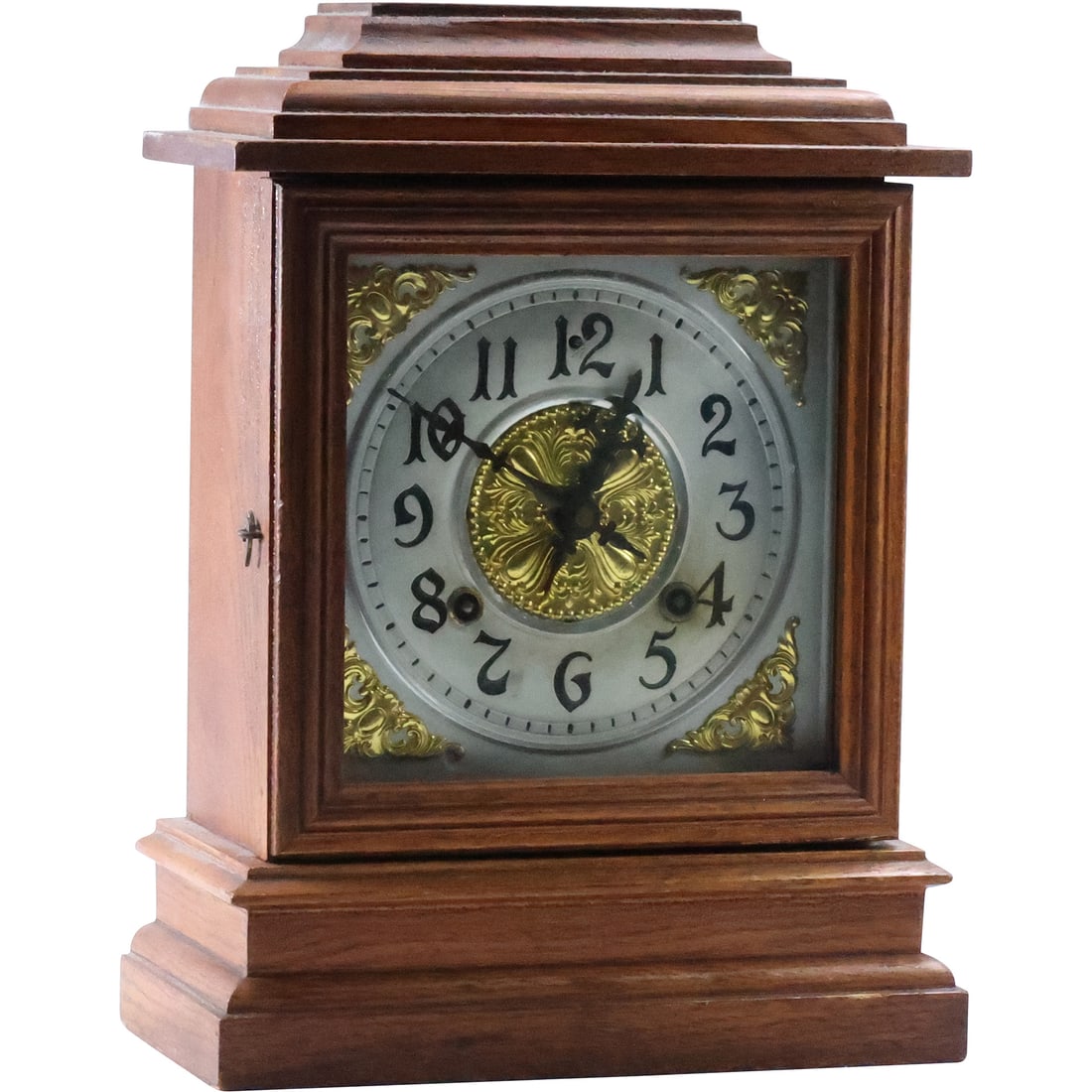 Ansonia Wood Case Mantle Clock 13 inches height x 9.5 in. x 5 in. ; with Key (1 of 20)