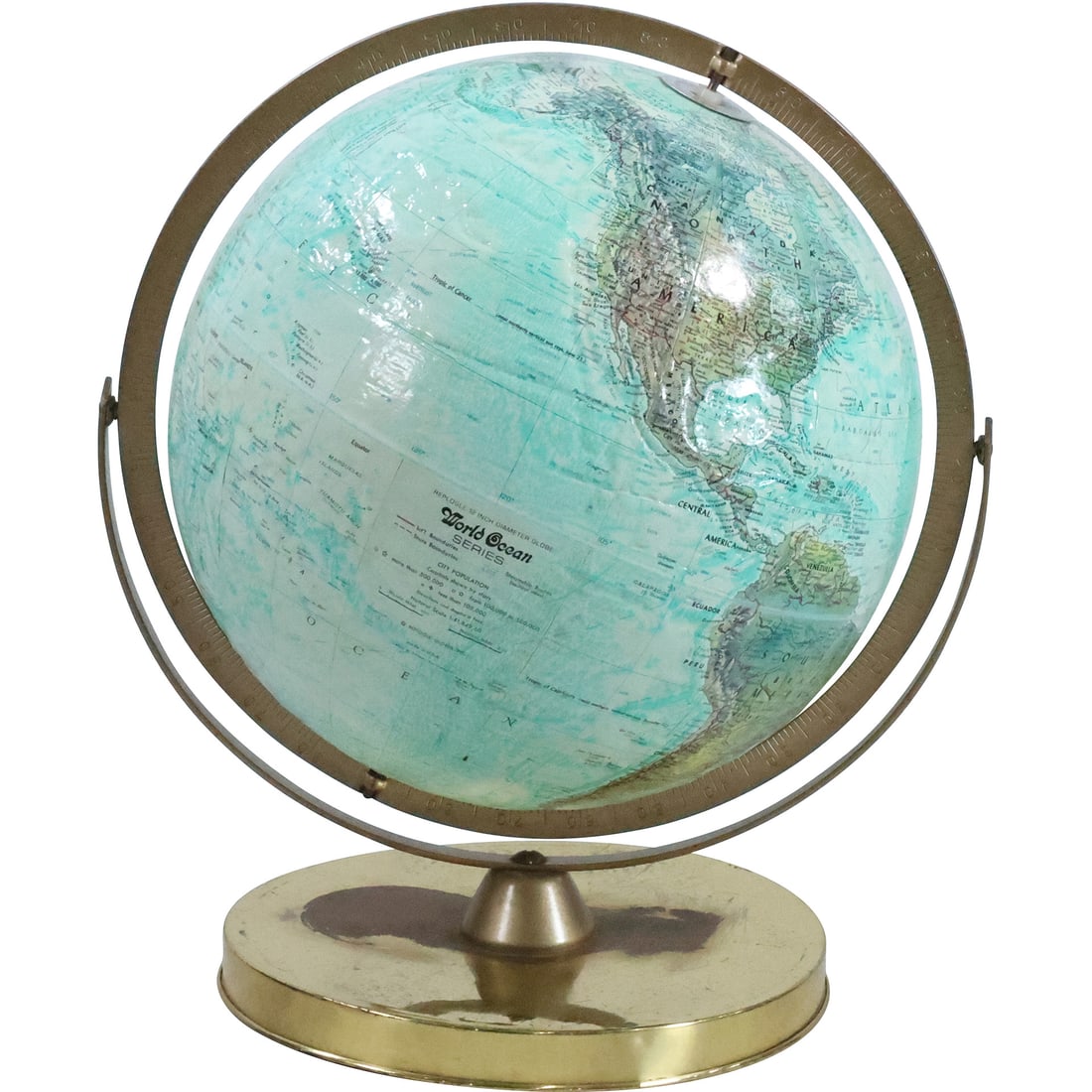 Vintage World Globe on Axis Base: Replogle "World Ocean Series"  12 in. diameter (1 of 20)