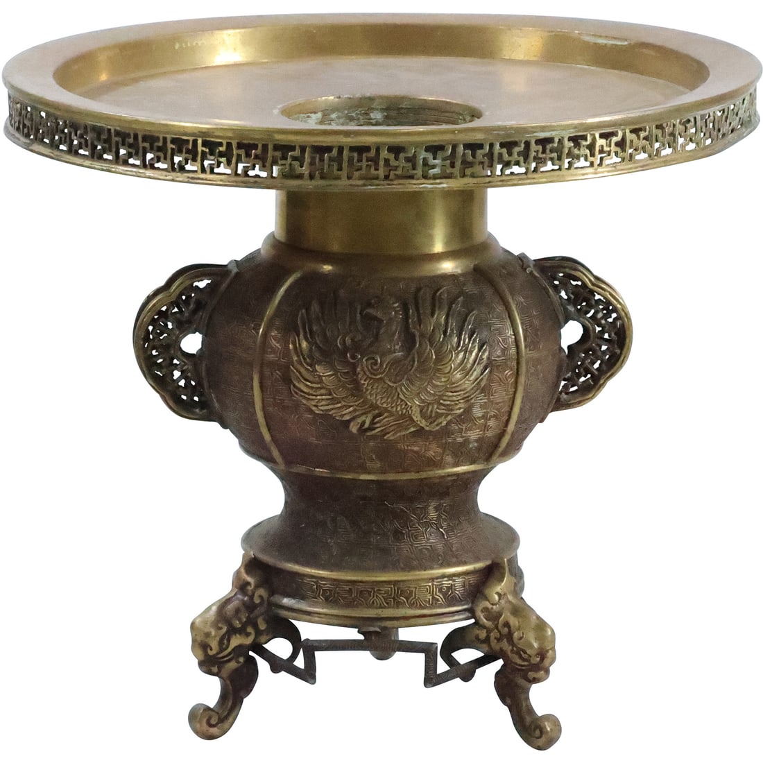 Antique Bronze Meiji Period Japanese Ikebana Usabata 2-Part Vase 12 in. height x 13.5 in. wide (1 of 20)