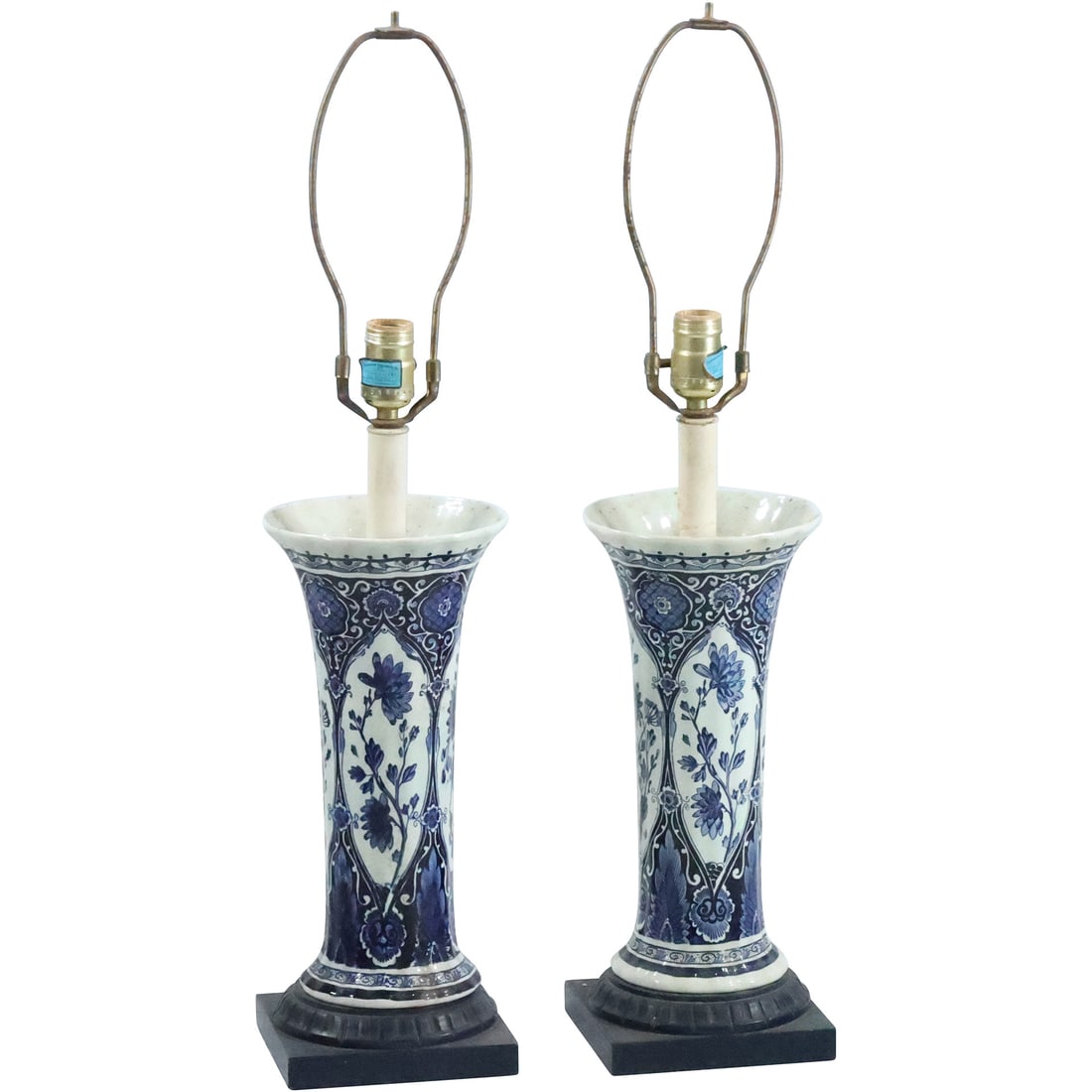 Pair of Antique Delft Boch Table Lamps 27.5 inches Overall Height (1 of 19)