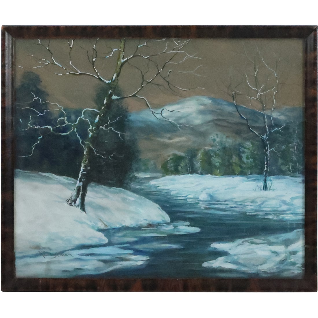 Raphael Senseman, American, Watercolor Painting Winter Landscape with Stream (1 of 20)