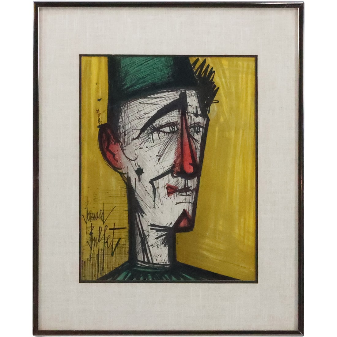 Bernard Buffet, Original Color Lithograph, Self Portrait as Clown, Framed, Signed in Plate (1 of 19)