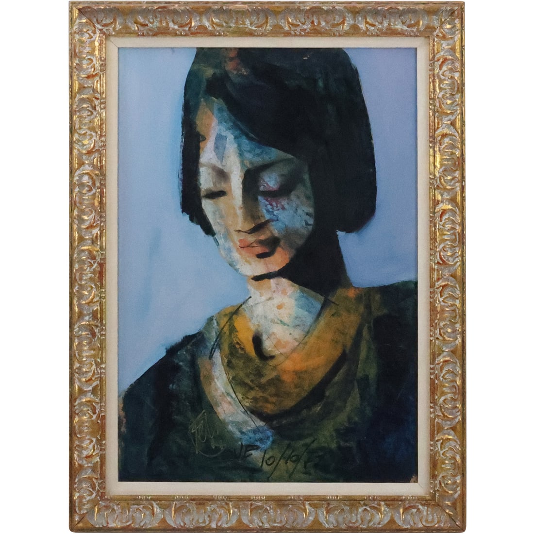 Signed Felix? Modernism Oil on Board Painting Portrait of a Woman, Framed: Signed Felix? Modernism Oil on Board Painting Portrait of a Woman, Framed. size: 19 x 13, 22.5 x 16.75 outside frame