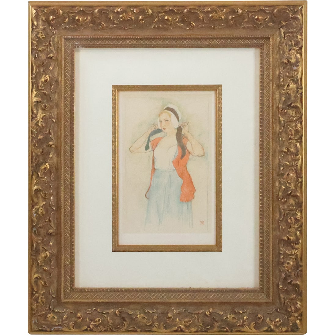 Armand Rassenfosse 1862-1934 Belgium, Original Color Woodcut, Signed Monogram: Armand Rassenfosse 1862-1934 Belgium, Original Color Woodcut, Signed Monogram. size: 10.25 x 6.5 matte, 22.25 x 18.25 outside frame. ASKart: Armand Andre Louis Rassenfosse (1862 - 1934) was active/liv