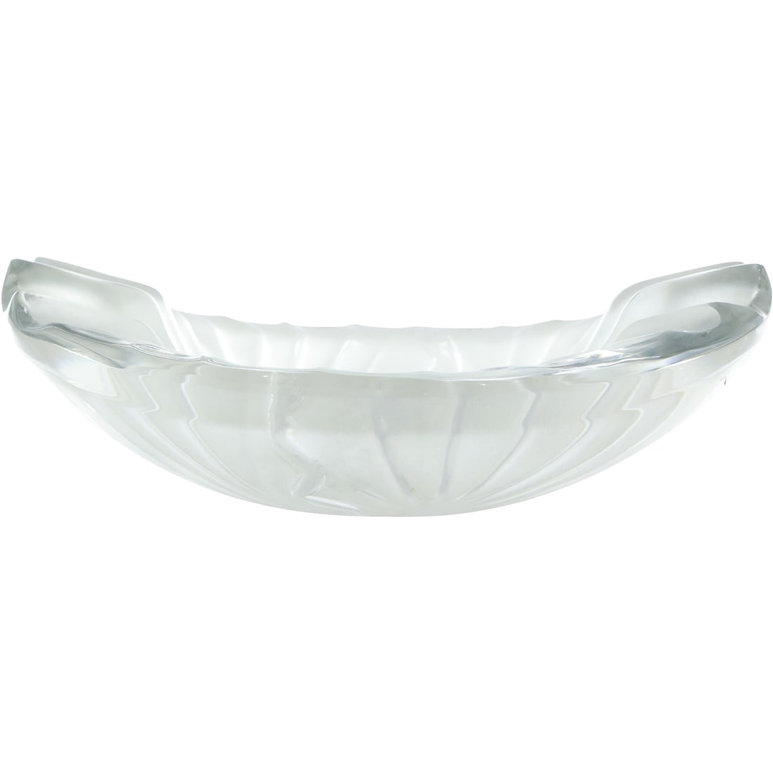 Signed LALIQUE FRANCE Satin Crystal Glass Oval Bowl 8.5 inches length: Signed LALIQUE FRANCE Satin Crystal Glass Oval Bowl 8.5 inches length. size: 2.5 in. x 8.5 in.