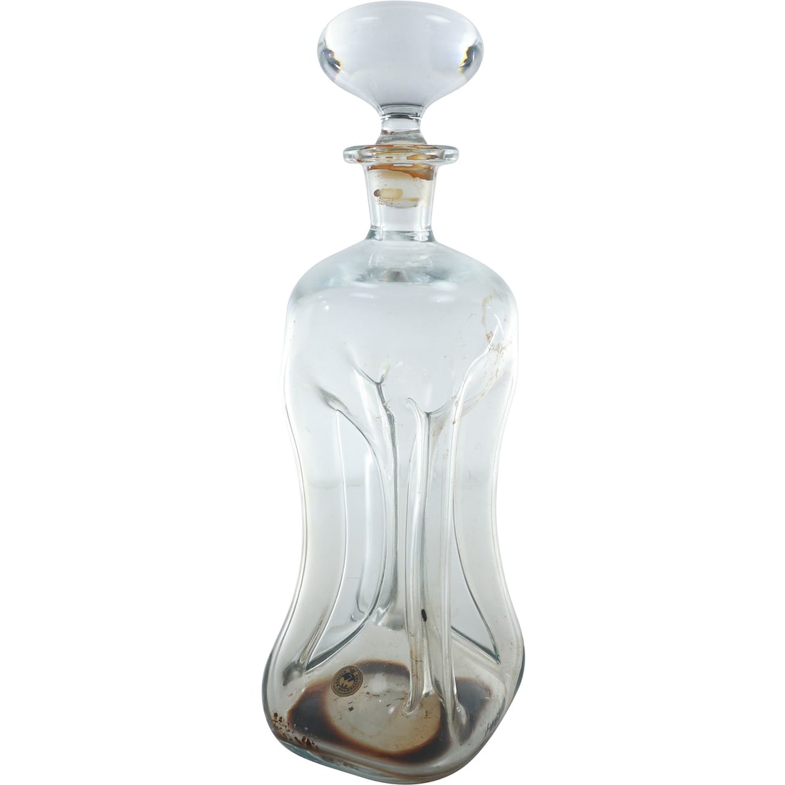 Kastrup Holmegaard Crystal Pinched Sides Liquor Decanter with Stopper 13.25 in. height x 4 in. (1 of 20)
