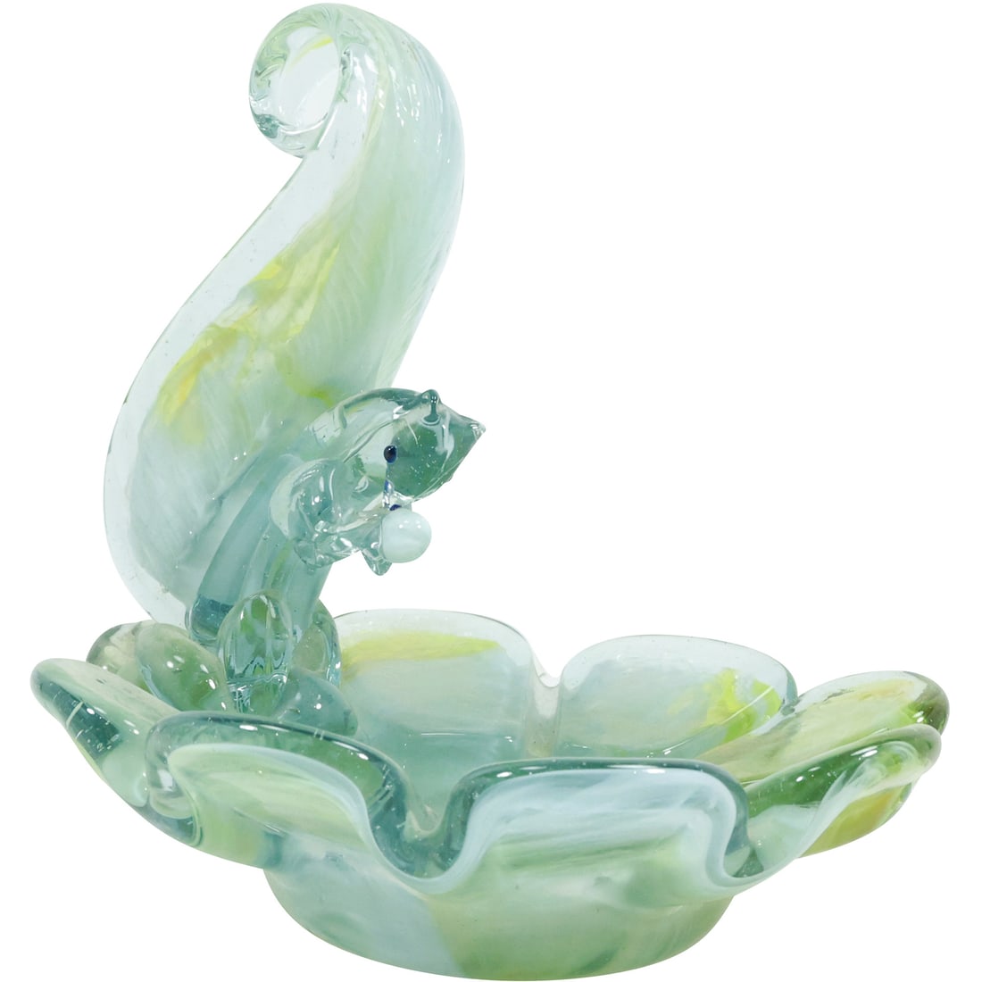 Unique Art Glass Squirrel Nut Dish 8.75 in. x 8 in. (1 of 20)
