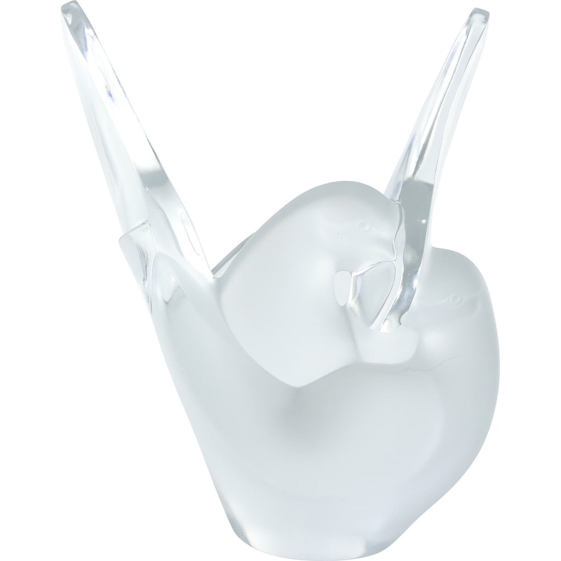 Signed LALIQUE FRANCE Frosted Crystal Glass DOVES Figural Statue 8.25 in. x 7.25 in. (1 of 20)