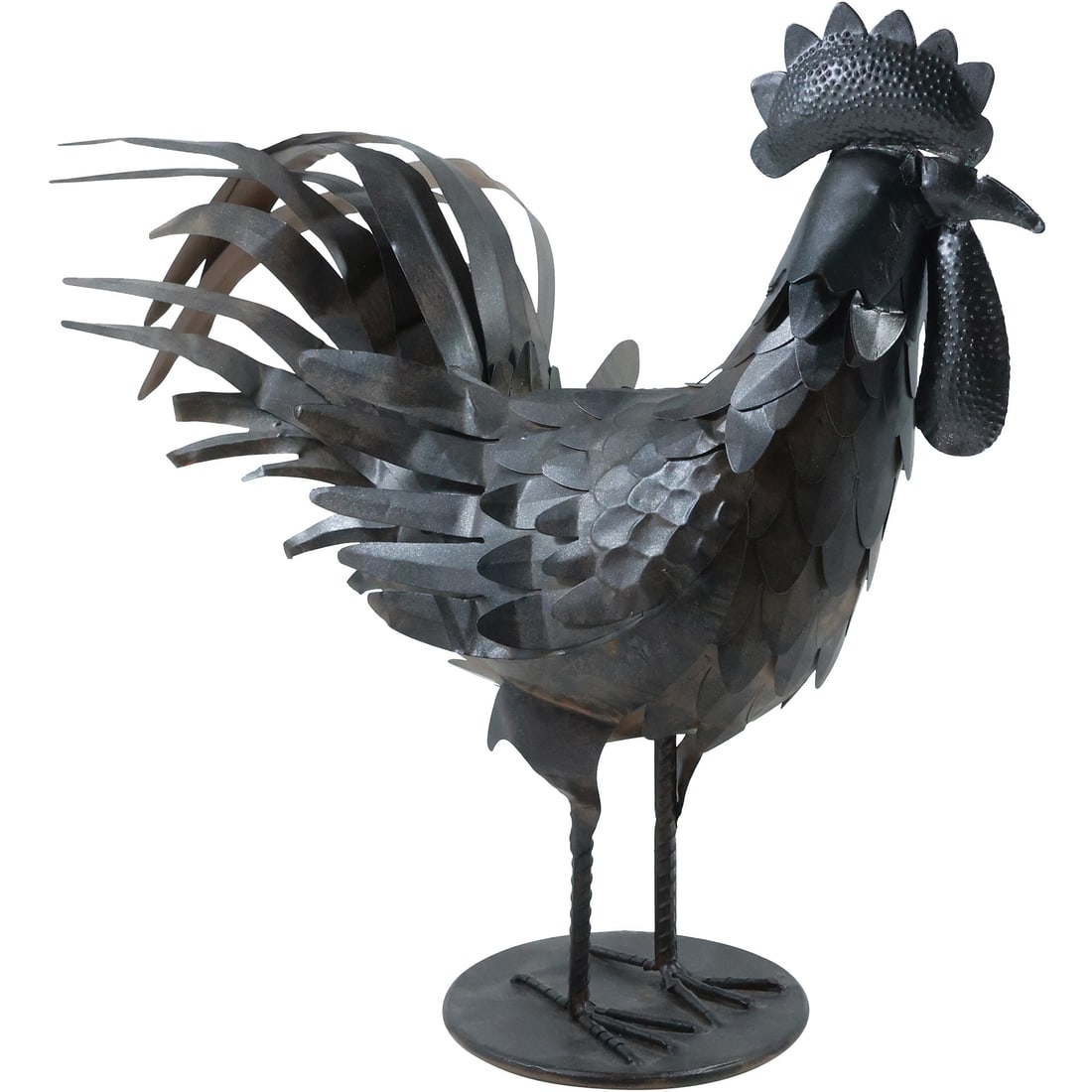 20th. C. Folky Metal Ware ROOSTER Figure Statue 18.5 in. height x 20 in. length (1 of 20)