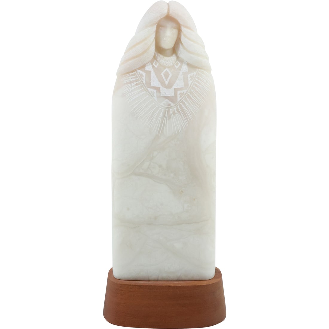 Signed OYA, Vintage Carved Alabaster Native American Indian Figure Sculpture 12.75 in. height (1 of 20)