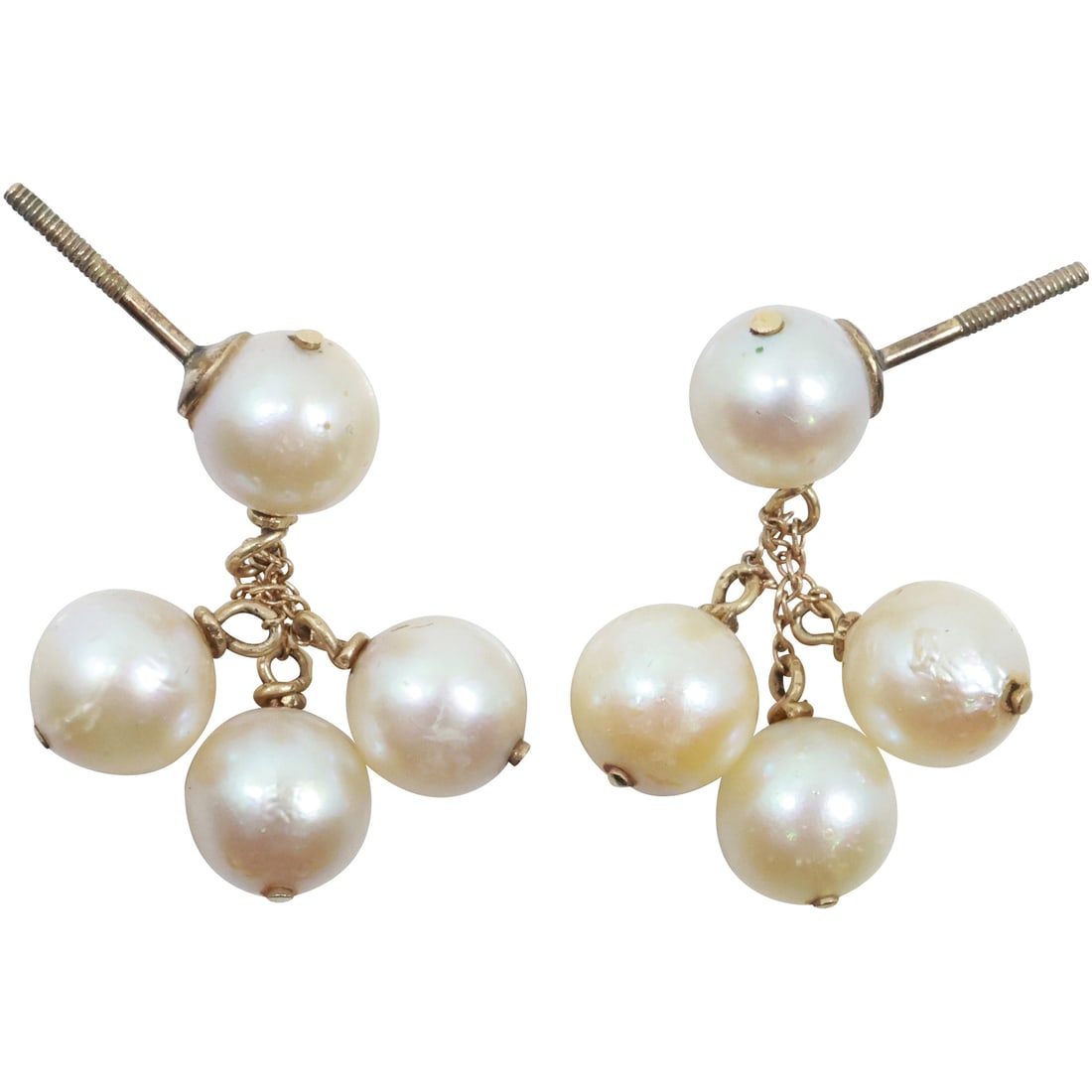 10K Gold and Genuine Freshwater Cultured Pearls Earrings 1 in. x 5/8 in.: 10K Gold and Genuine Freshwater Cultured Pearls Earrings 1 in. x 5/8 in.
